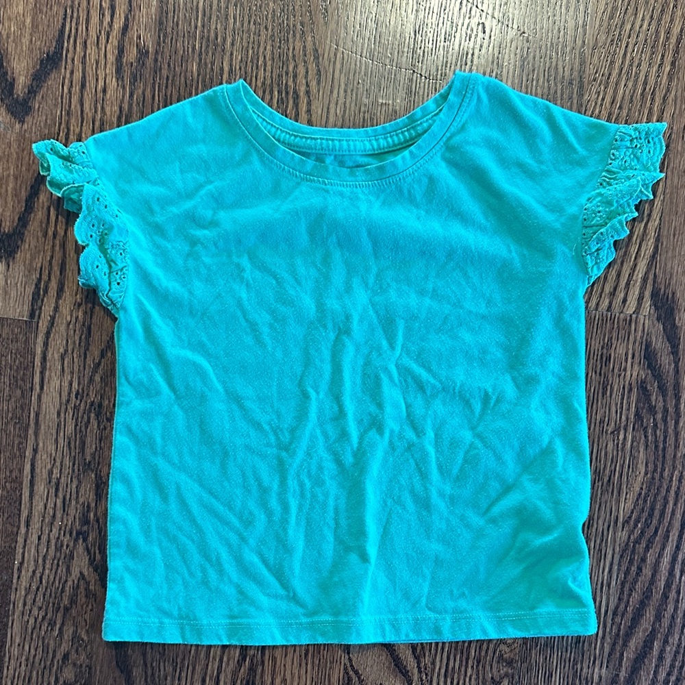 Kids green eyelet Sleeve Top 4t